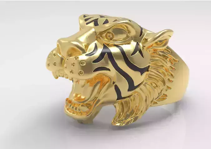 Kengkod74-Tiger gold tiger head ring 3D print model