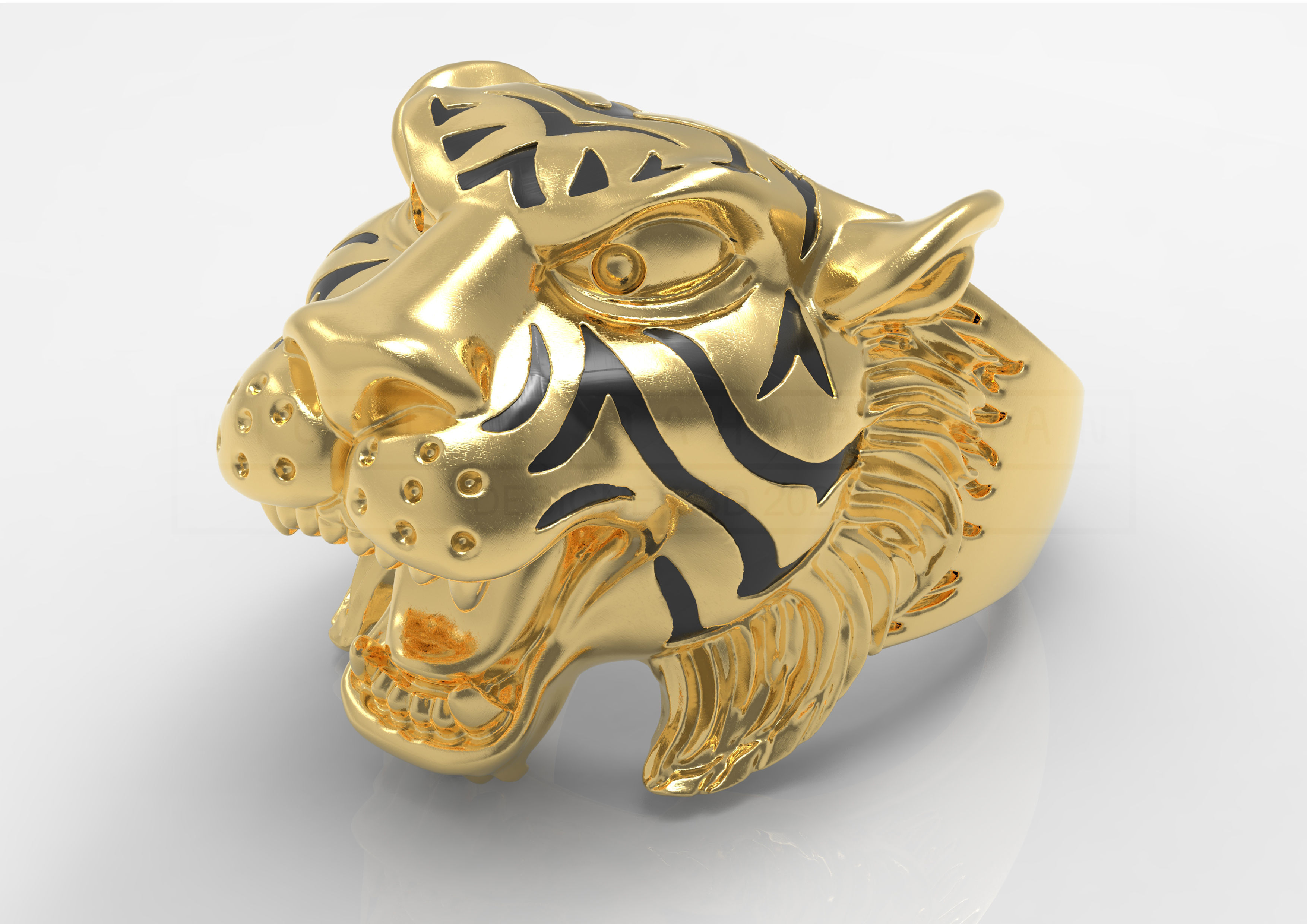 Kengkod74-Tiger gold tiger head ring 3D print model_9