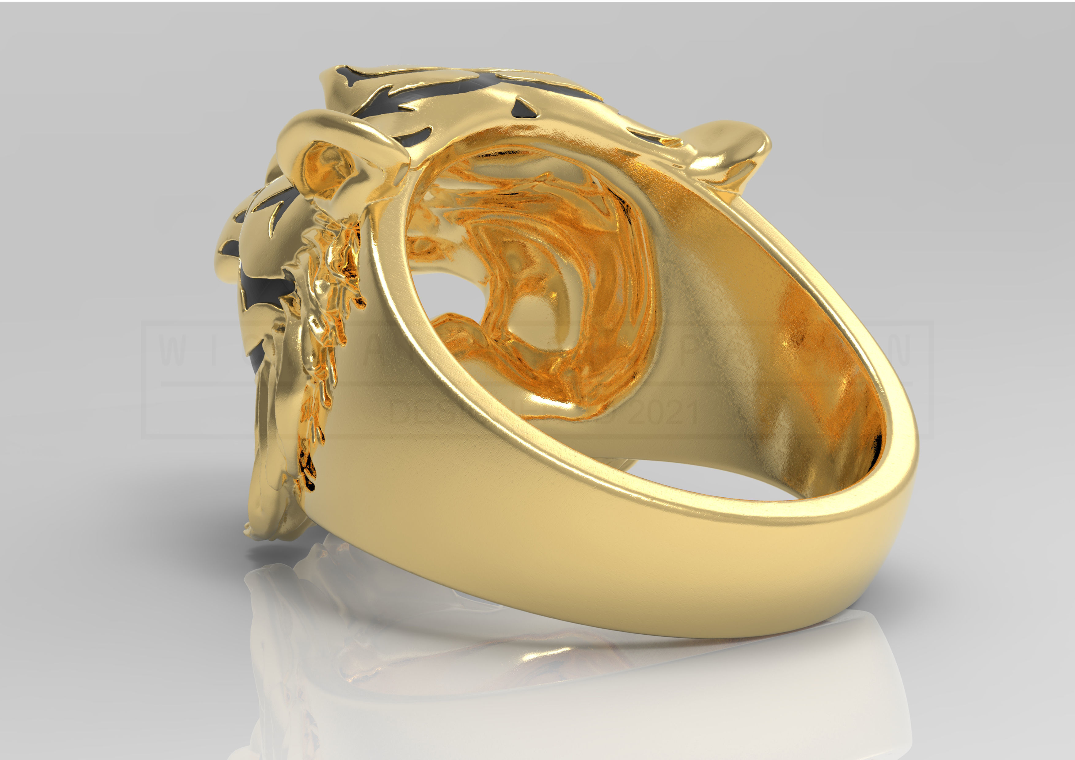 Kengkod74-Tiger gold tiger head ring 3D print model_4