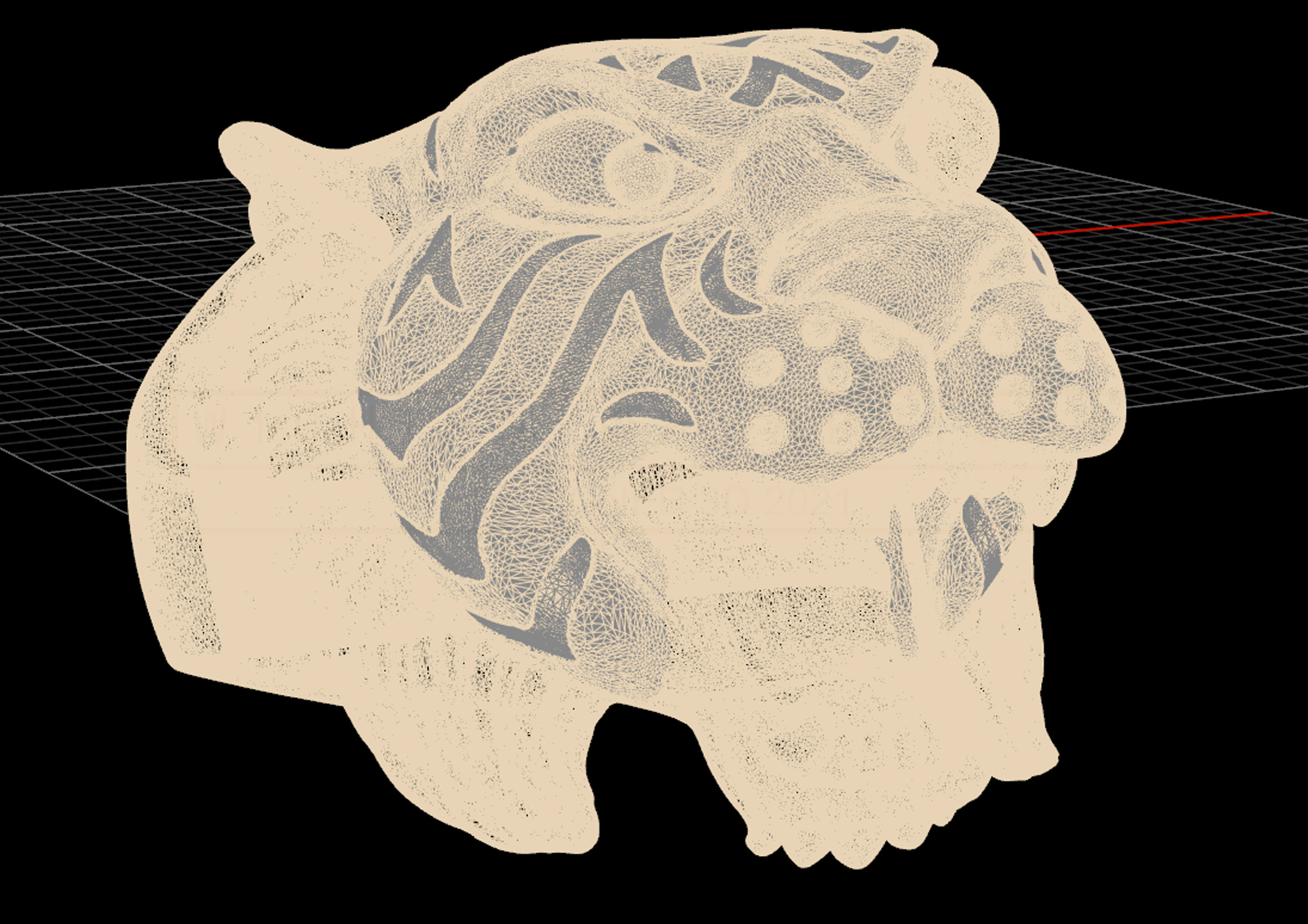 Kengkod74-Tiger gold tiger head ring 3D print model_12