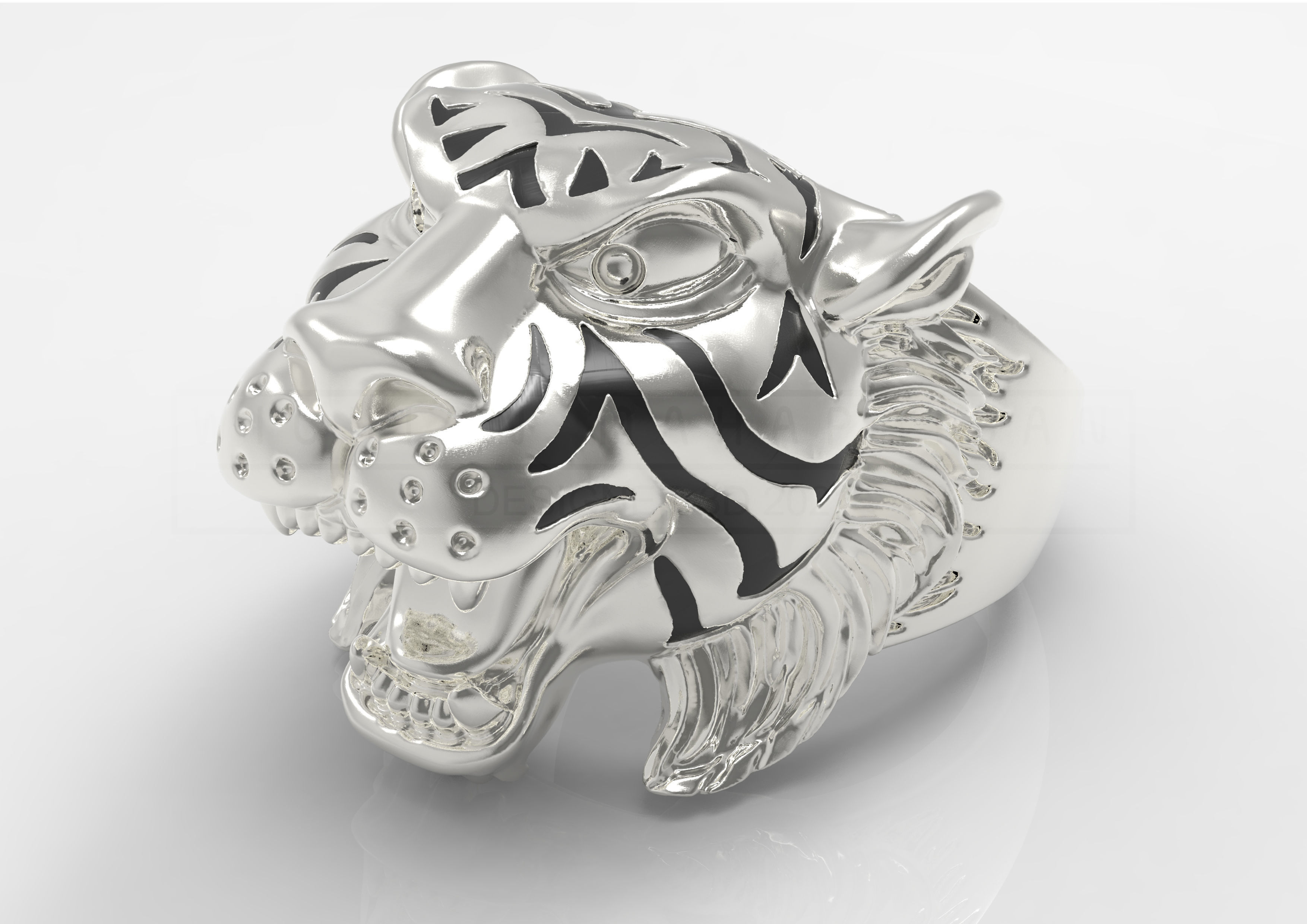 Kengkod74-Tiger gold tiger head ring 3D print model_8