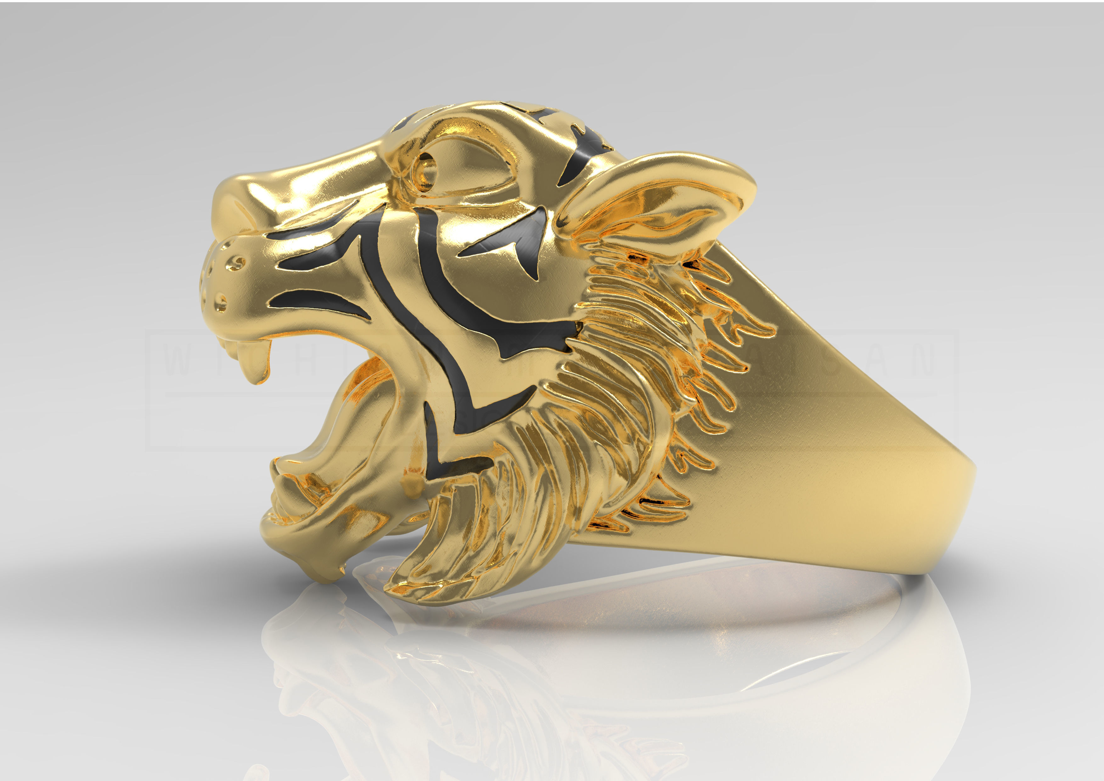 Kengkod74-Tiger gold tiger head ring 3D print model_5