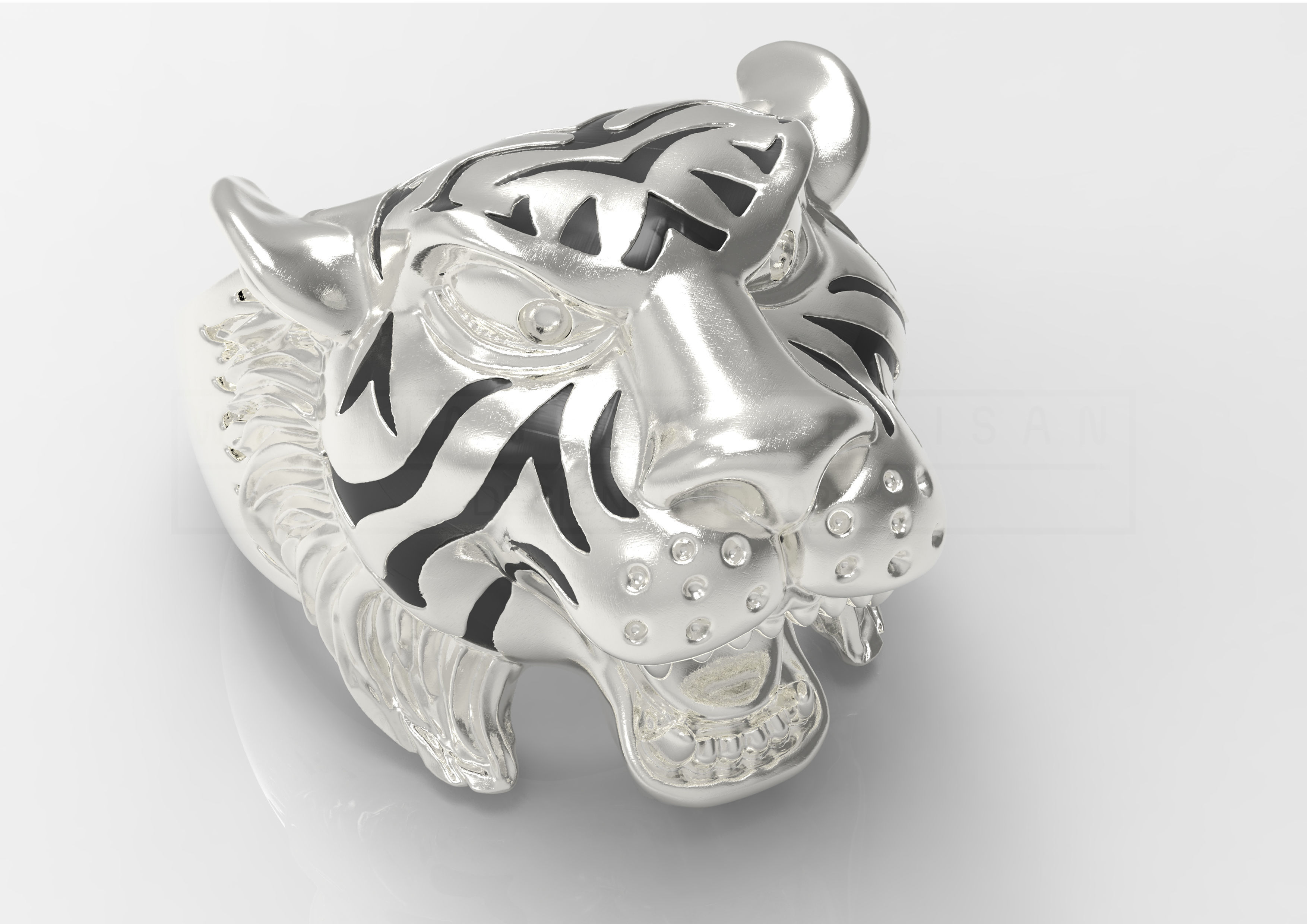 Kengkod74-Tiger gold tiger head ring 3D print model_6