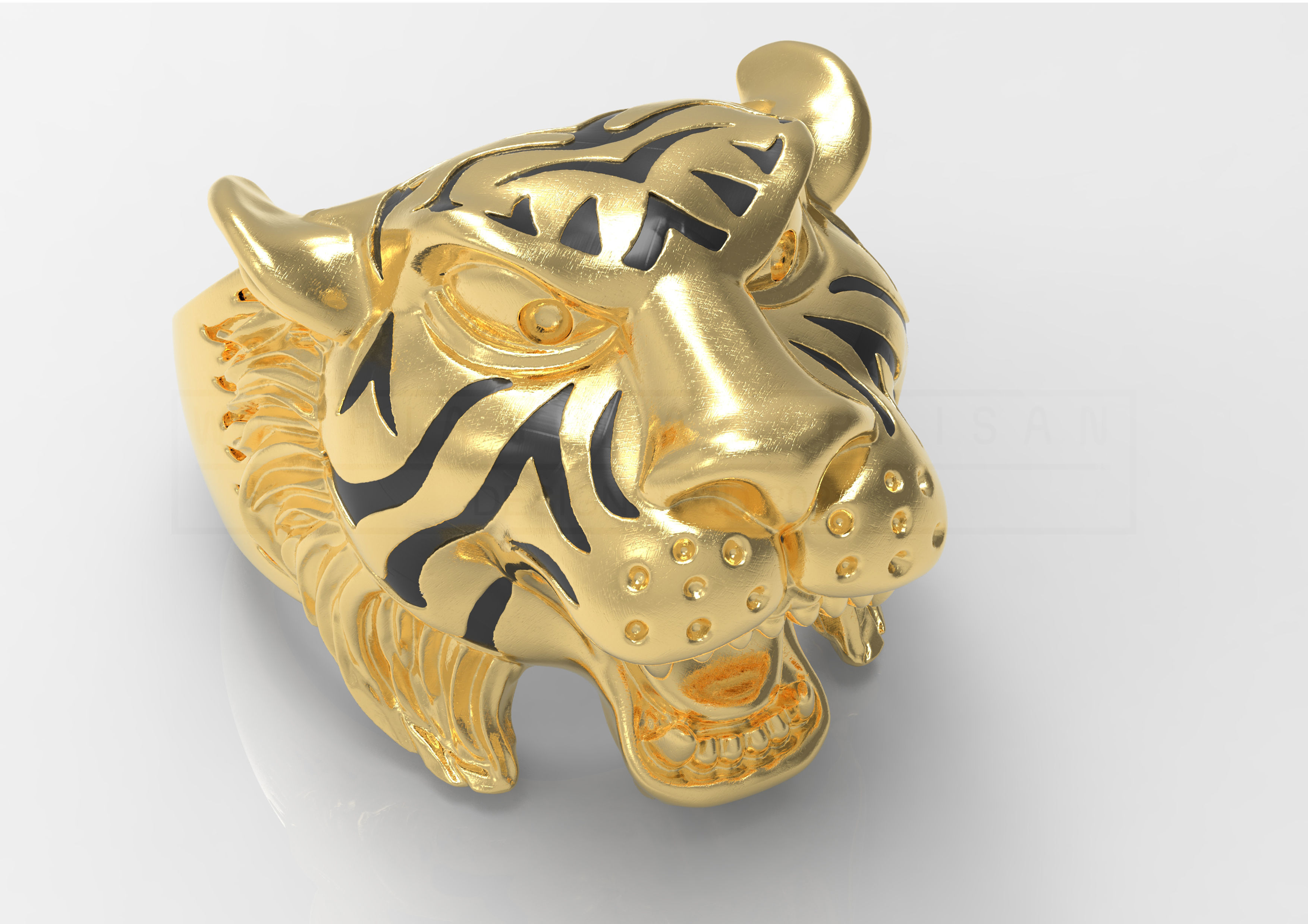 Kengkod74-Tiger gold tiger head ring 3D print model_10