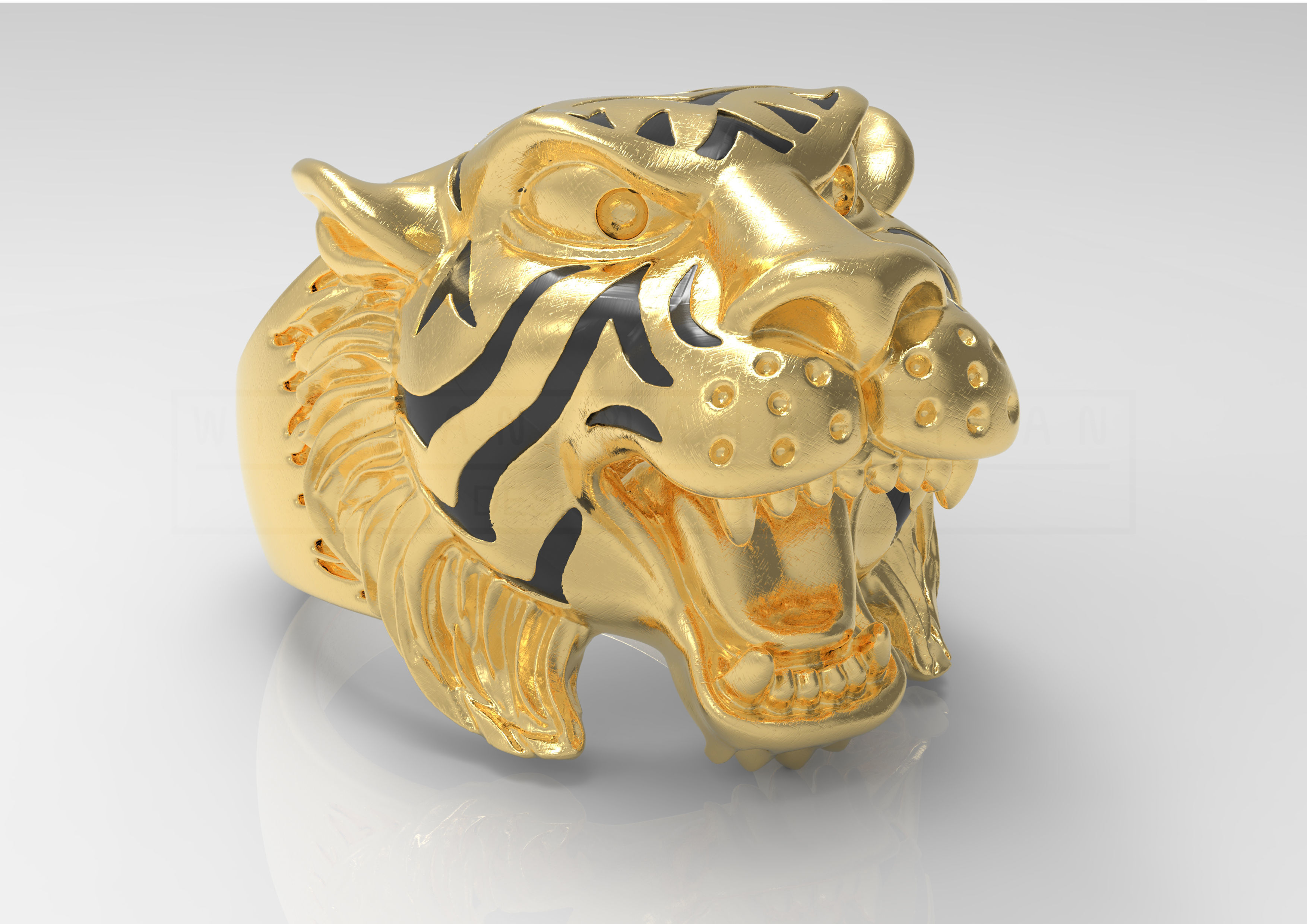 Kengkod74-Tiger gold tiger head ring 3D print model_1