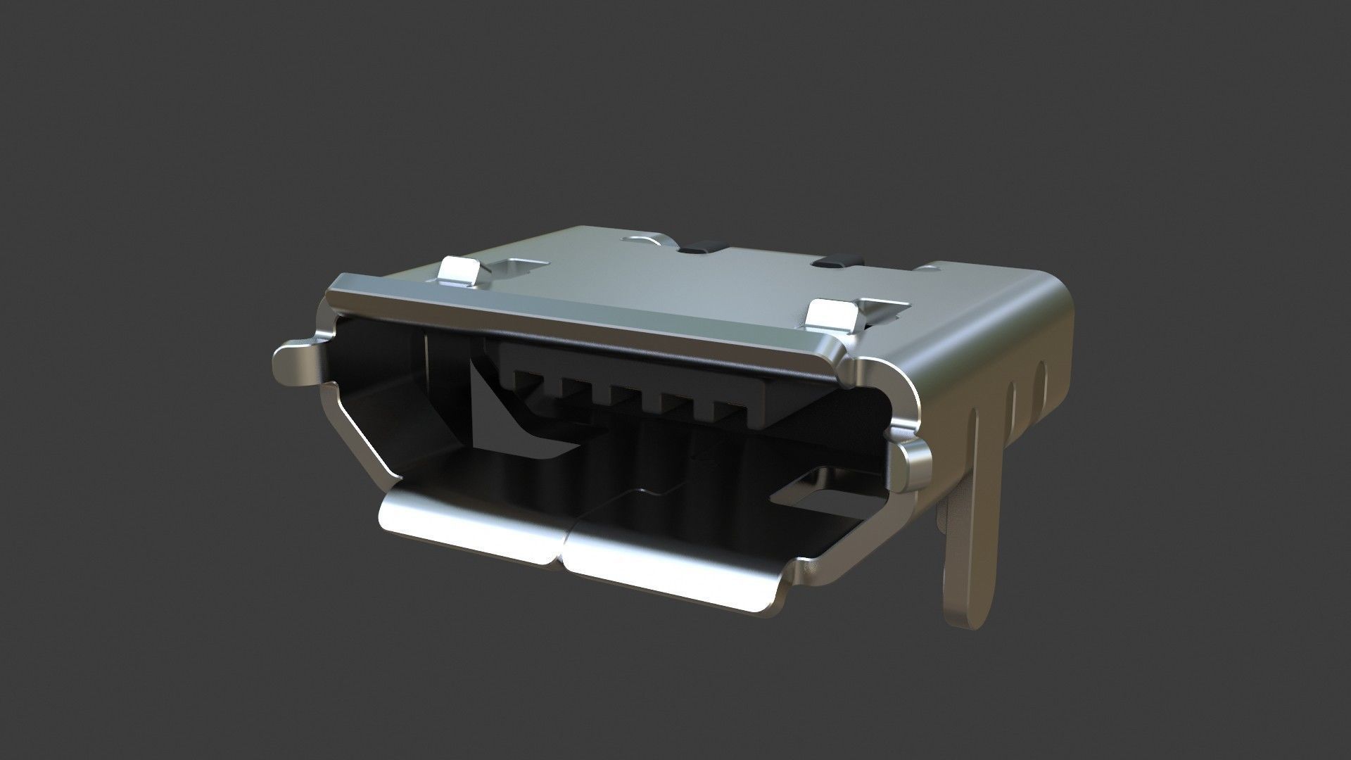 Micro USB B Type socket Low-poly 3D model_0