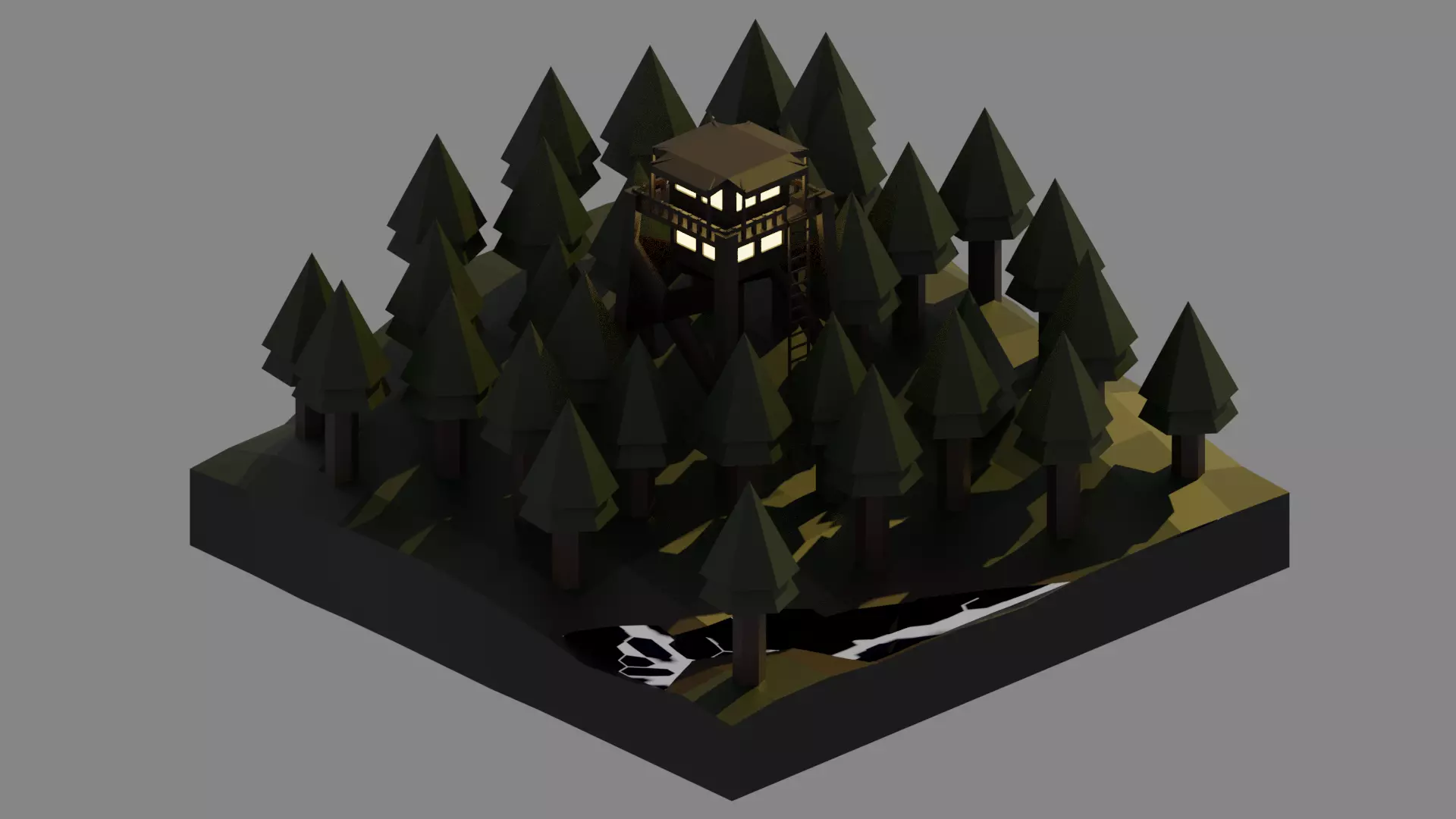 Pine Tower Free low-poly 3D model