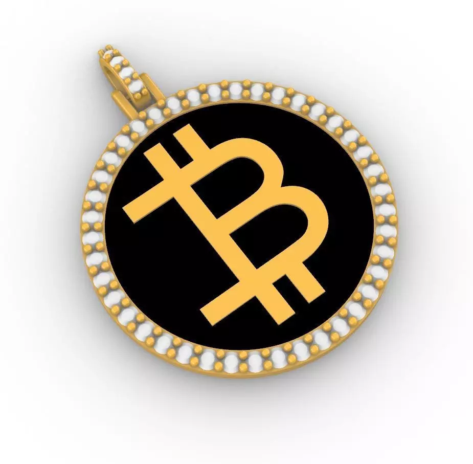 Bitcoin  Diamond Pendant Version1 3D print model_0