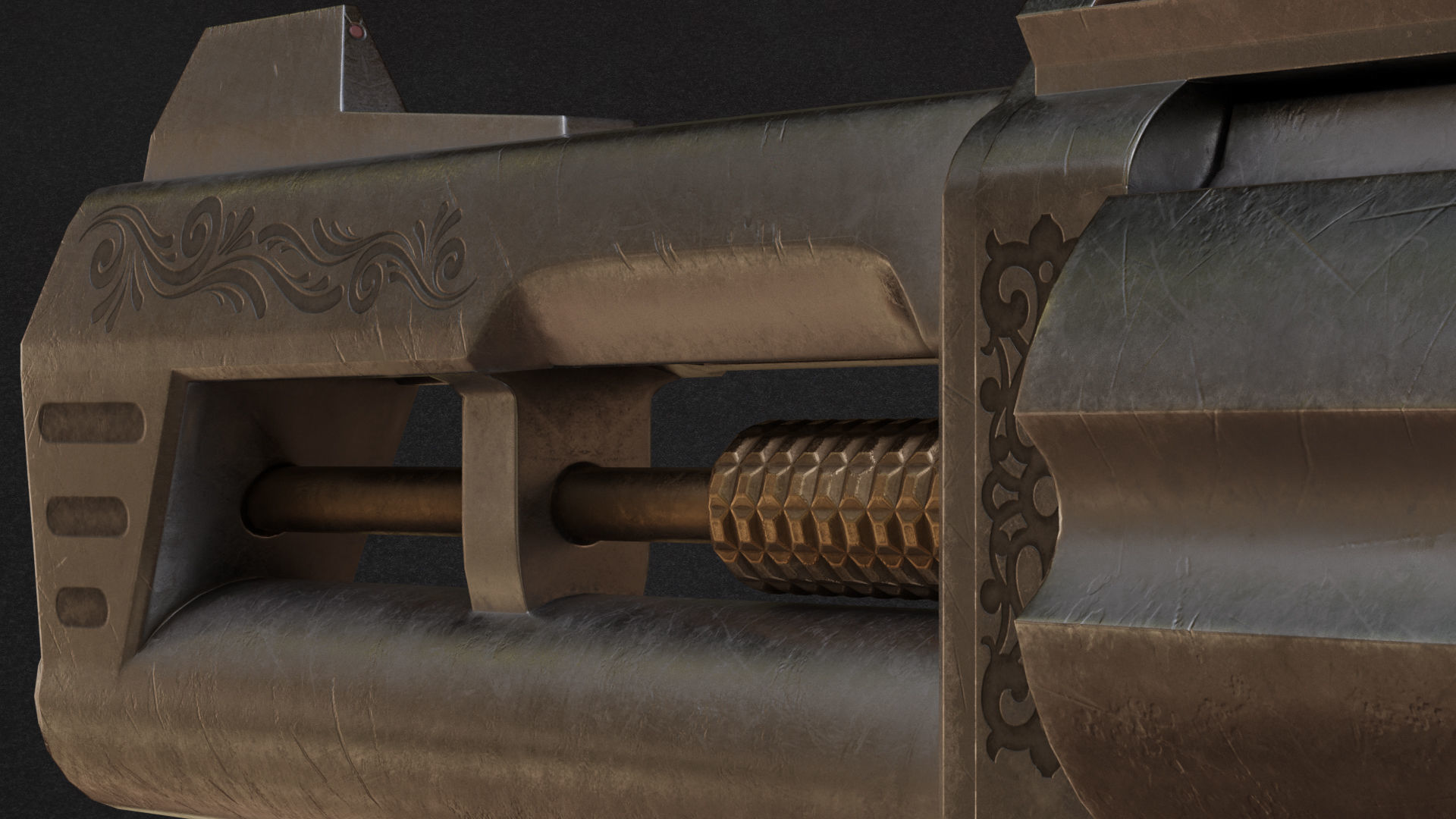 Horn Game Ready Revolver Low-poly 3D model_13