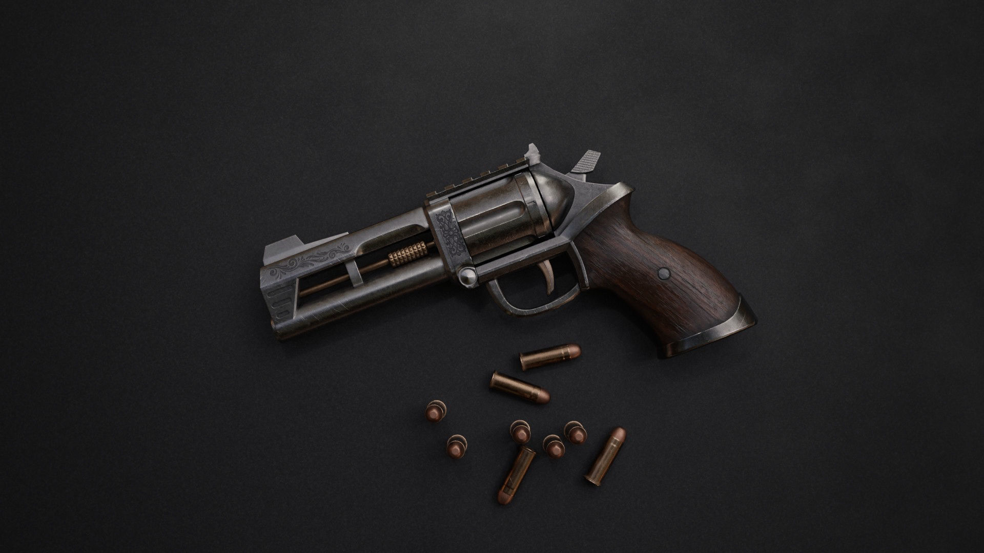 Horn Game Ready Revolver Low-poly 3D model_4