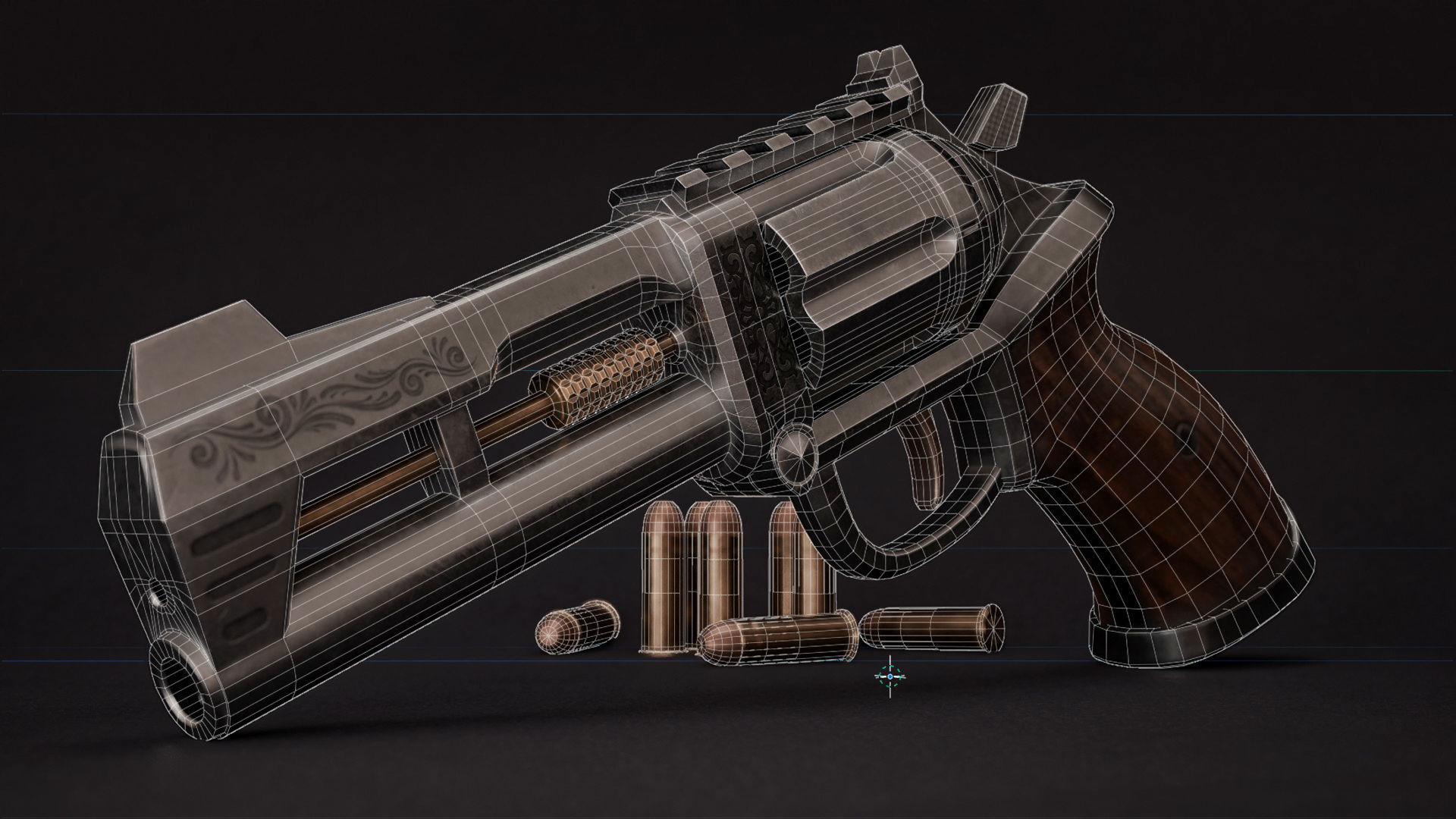 Horn Game Ready Revolver Low-poly 3D model_8