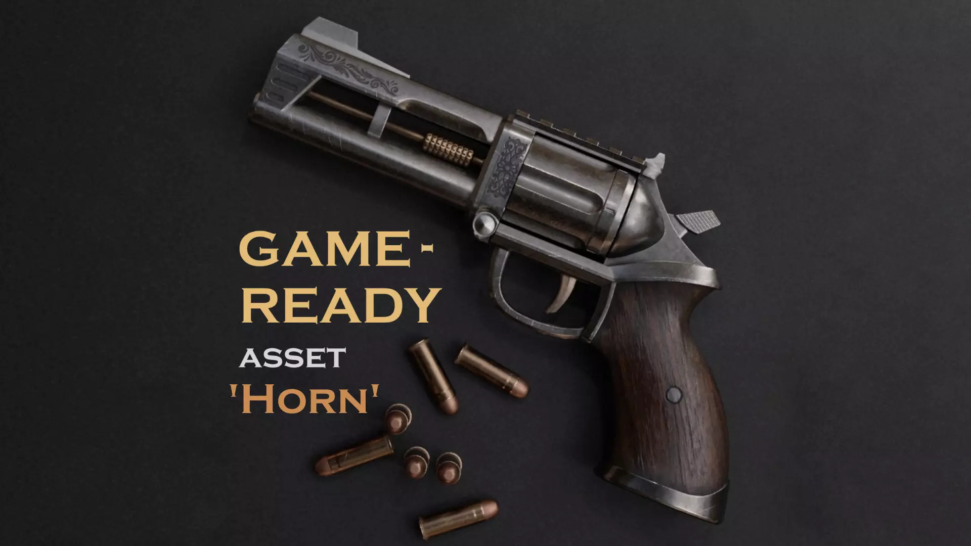 Horn Game Ready Revolver Low-poly 3D model_0