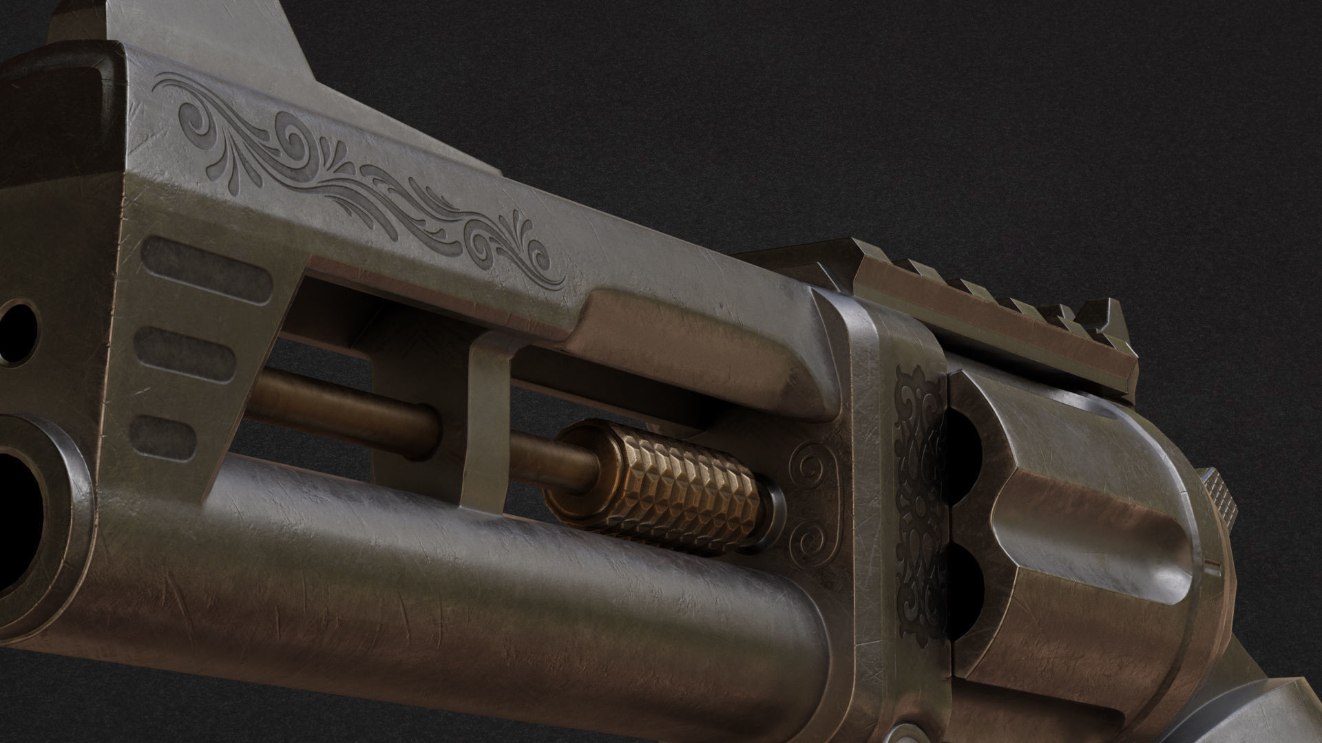 Horn Game Ready Revolver Low-poly 3D model_11