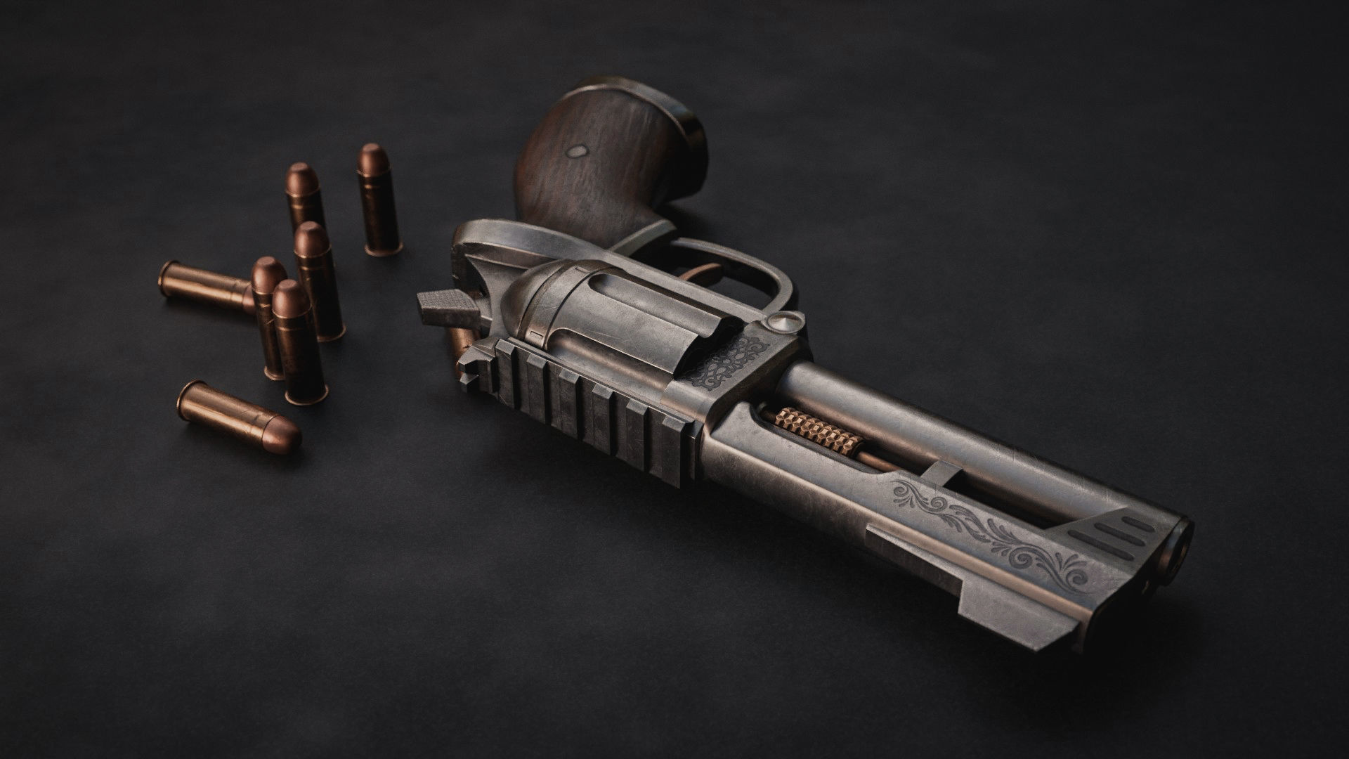 Horn Game Ready Revolver Low-poly 3D model_2