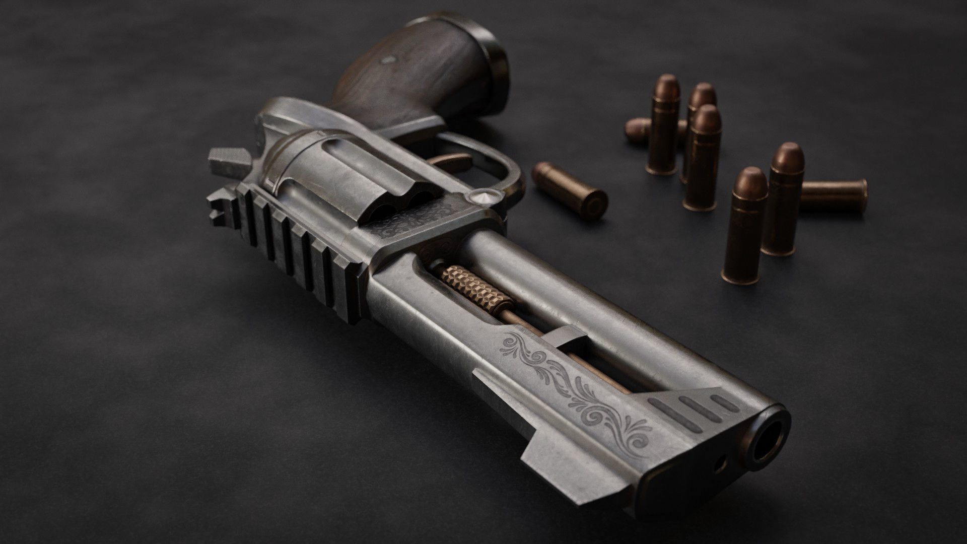 Horn Game Ready Revolver Low-poly 3D model_3