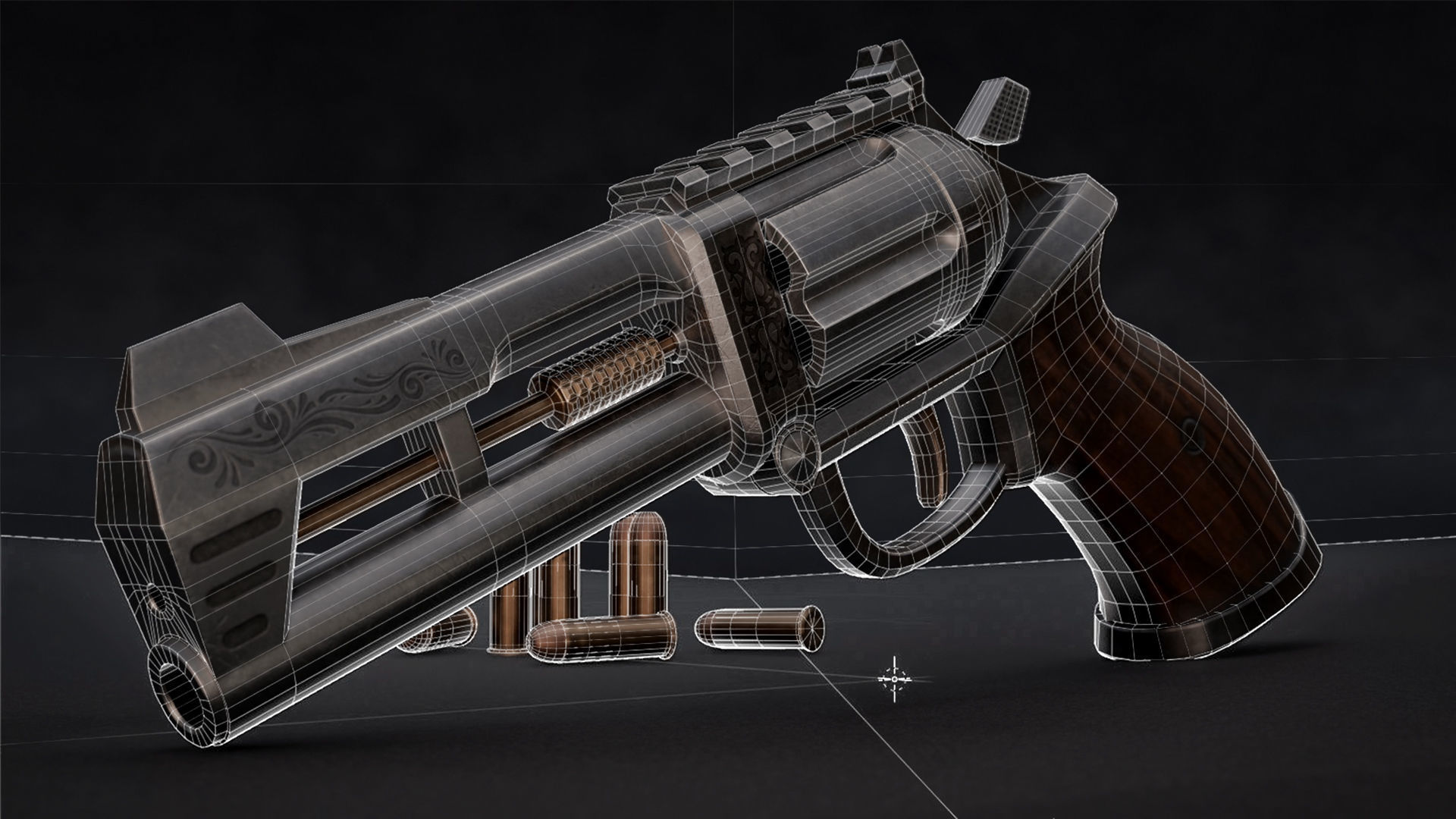 Horn Game Ready Revolver Low-poly 3D model_10