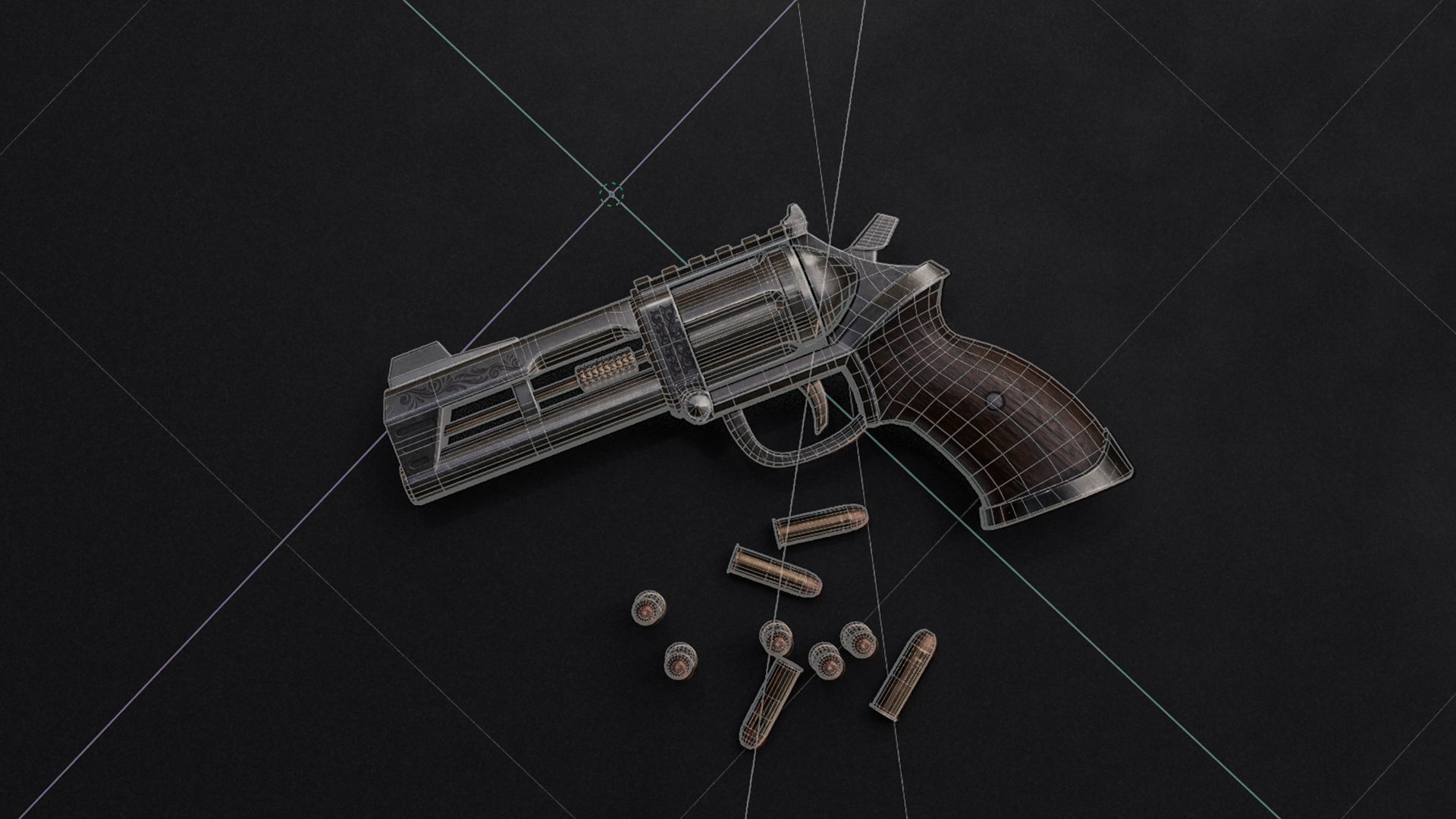Horn Game Ready Revolver Low-poly 3D model_5