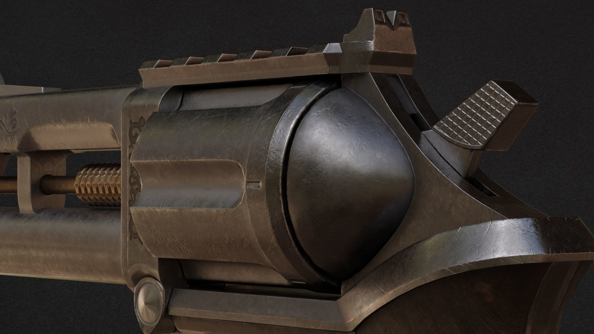 Horn Game Ready Revolver Low-poly 3D model_12