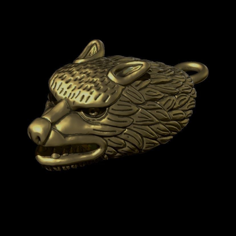 wolf necklace 3D print model_1
