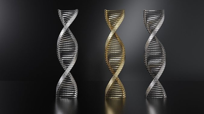 PBR DNA Shine molecules Gold Silver Platinum Science template 3D model