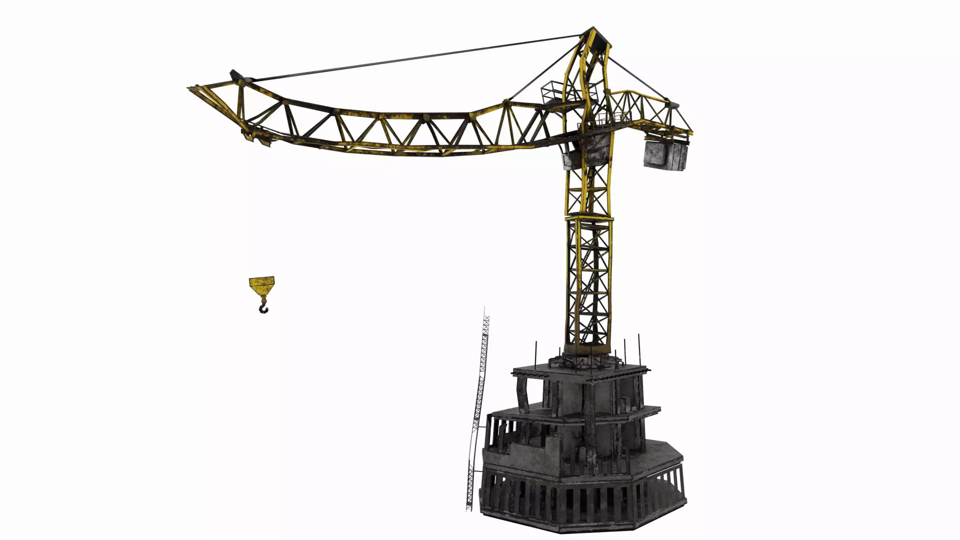 Post-apocalyptic Crane model Low-poly 3D model_0