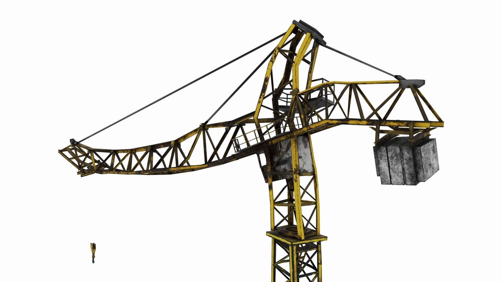 Post-apocalyptic Crane model Low-poly 3D model_2