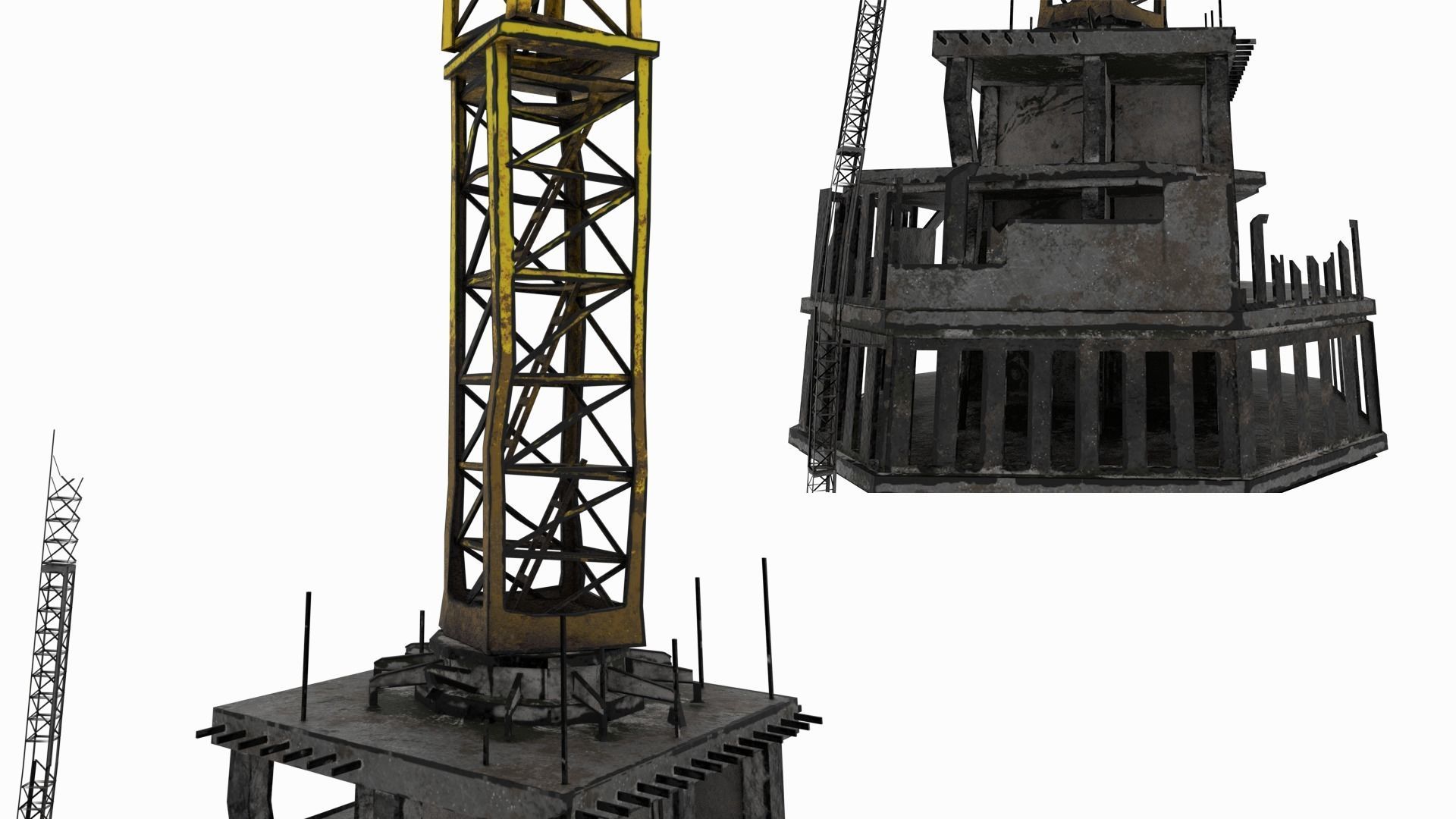 Post-apocalyptic Crane model Low-poly 3D model_4