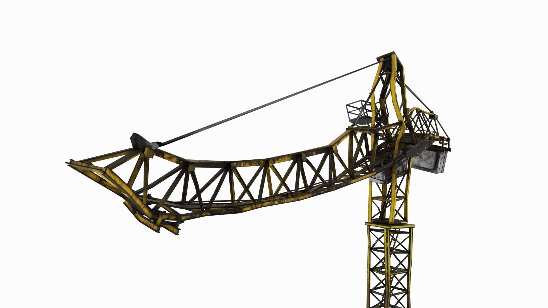 Post-apocalyptic Crane model Low-poly 3D model_3