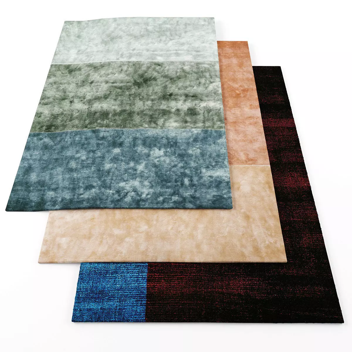 Rugs-1223 three different colored rugs Low-poly 3D model