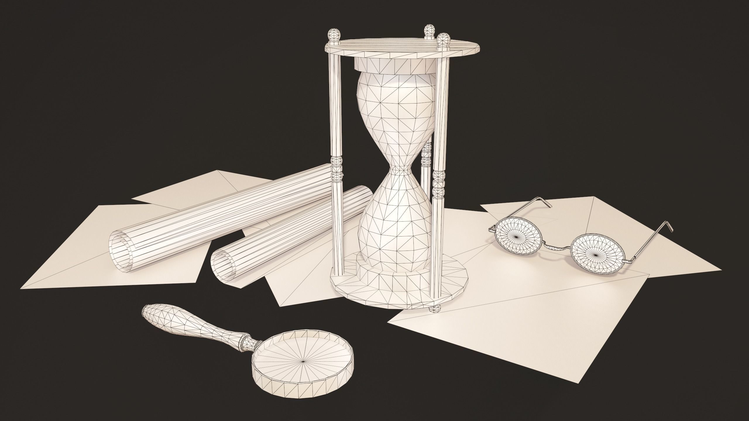 Victorian Props set - PBR Game Ready Low-poly 3D model_14