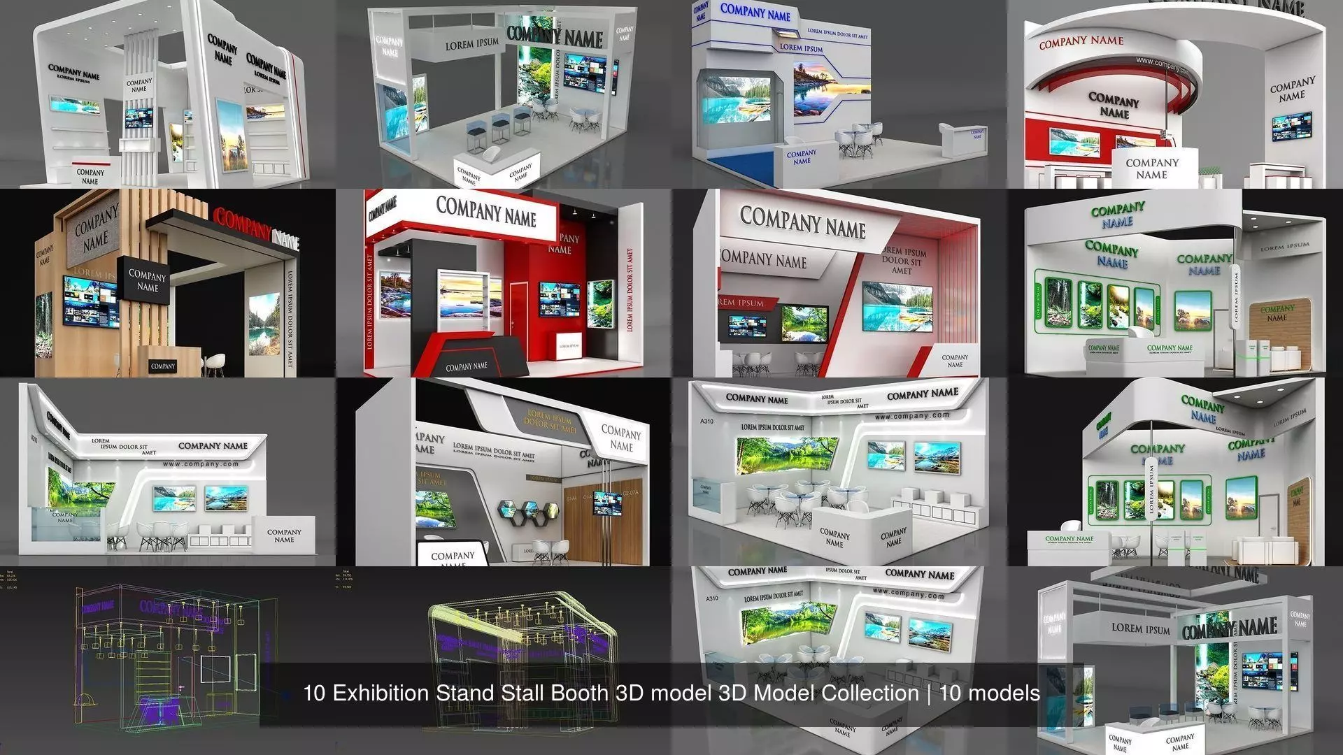 10 Exhibition Stand Stall Booth 3D model 3D Model Collection _0