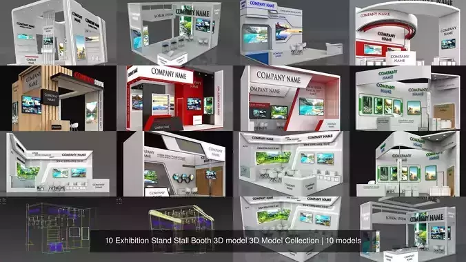 10 Exhibition Stand Stall Booth 3D model 3D Model Collection 
