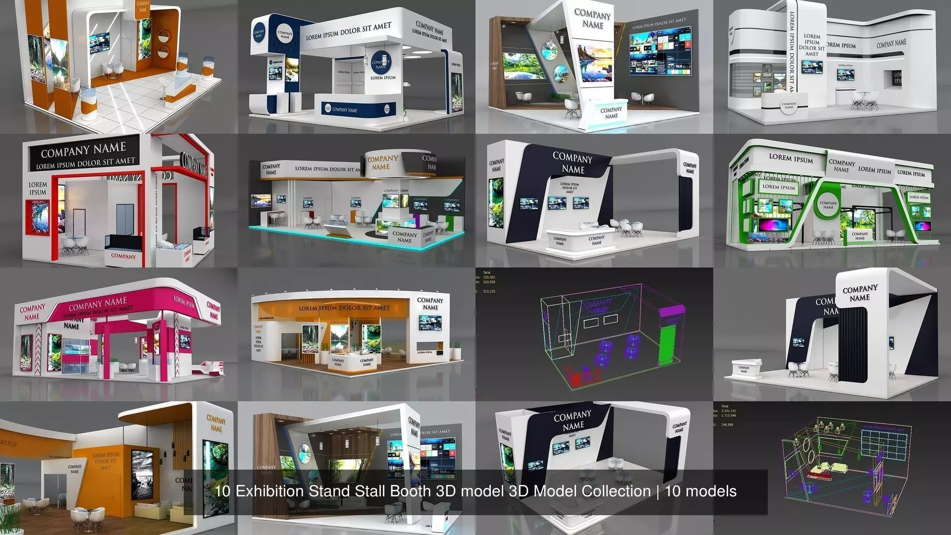 10 Exhibition Stand Stall Booth 3D model 3D Model Collection _0