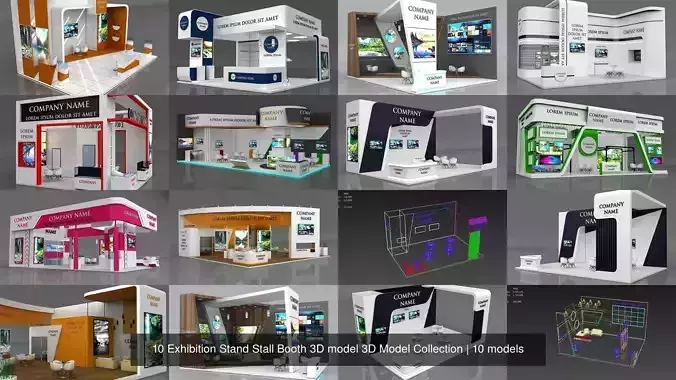 10 Exhibition Stand Stall Booth 3D model 3D Model Collection 