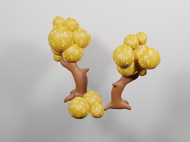 Trees and bushes Low-poly 3D model