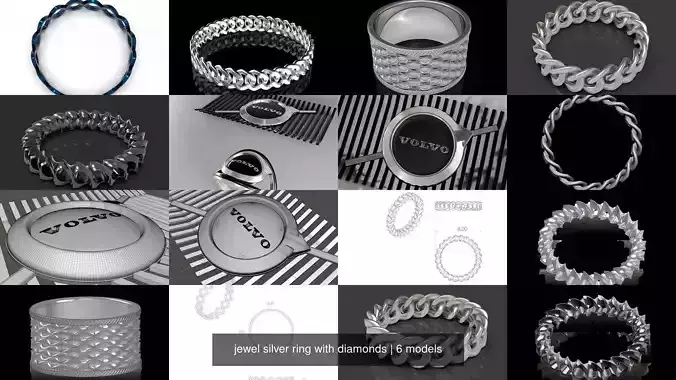 jewel silver ring with diamonds 3D Model Collection