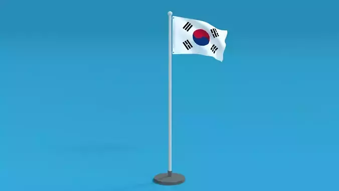 Low Poly Seamless Animated South Korea Flag Low-poly 3D model