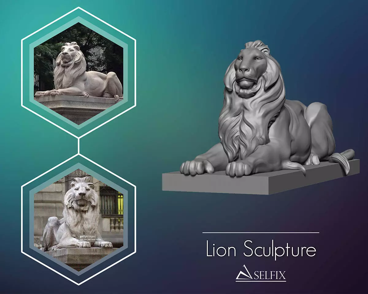 Lion Sculpture 3D print model