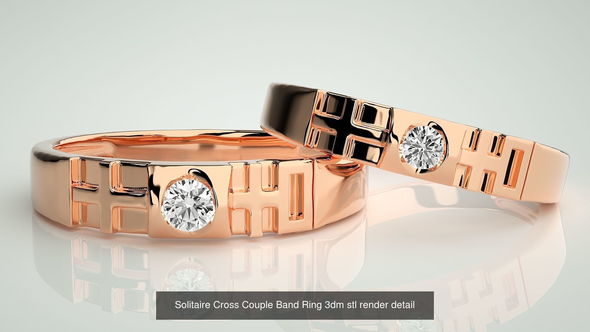 4 Cross Diamond Couple Bands 3dm stl renders Details 3D Model Collection_4