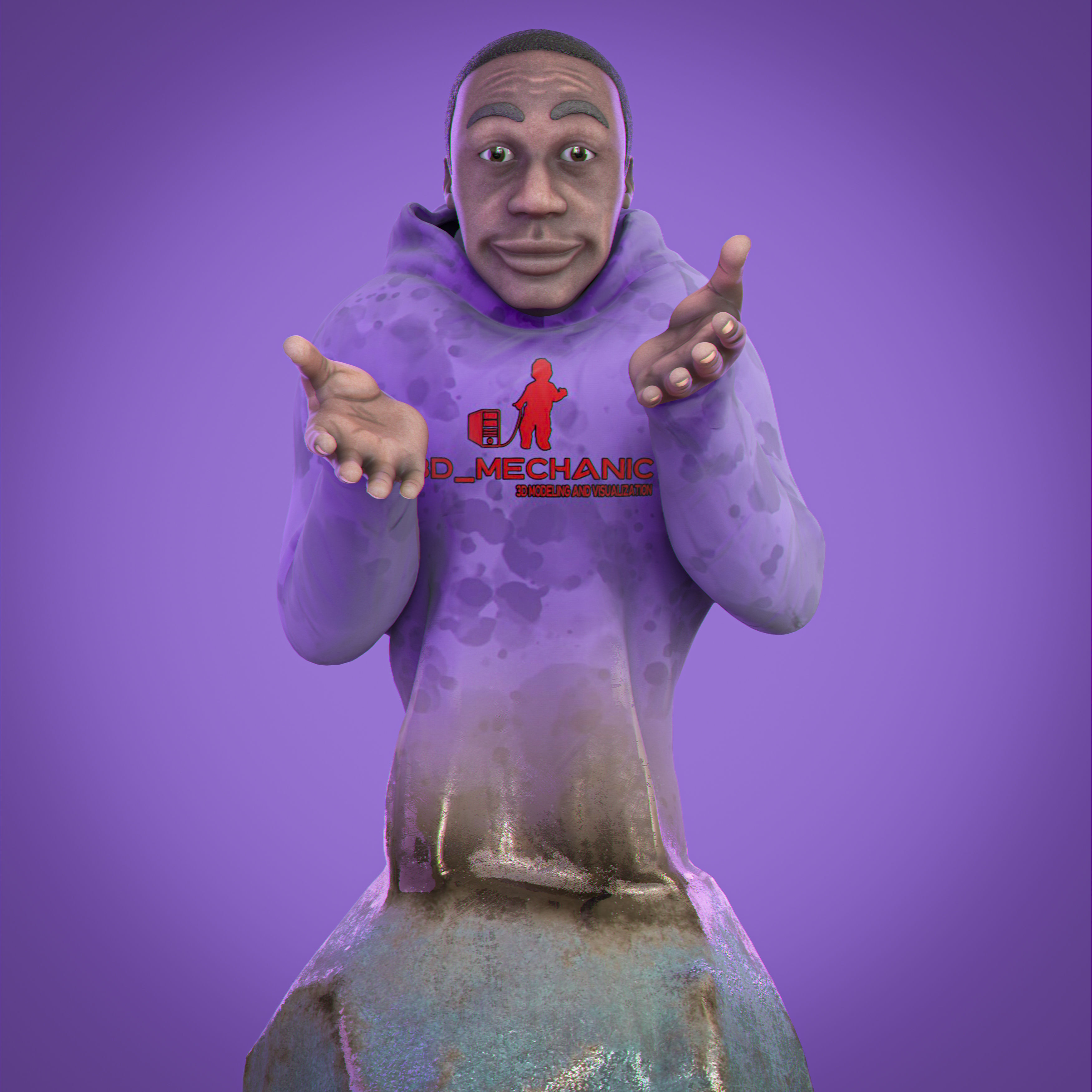 Sculpture Khaby lame 3D model_3