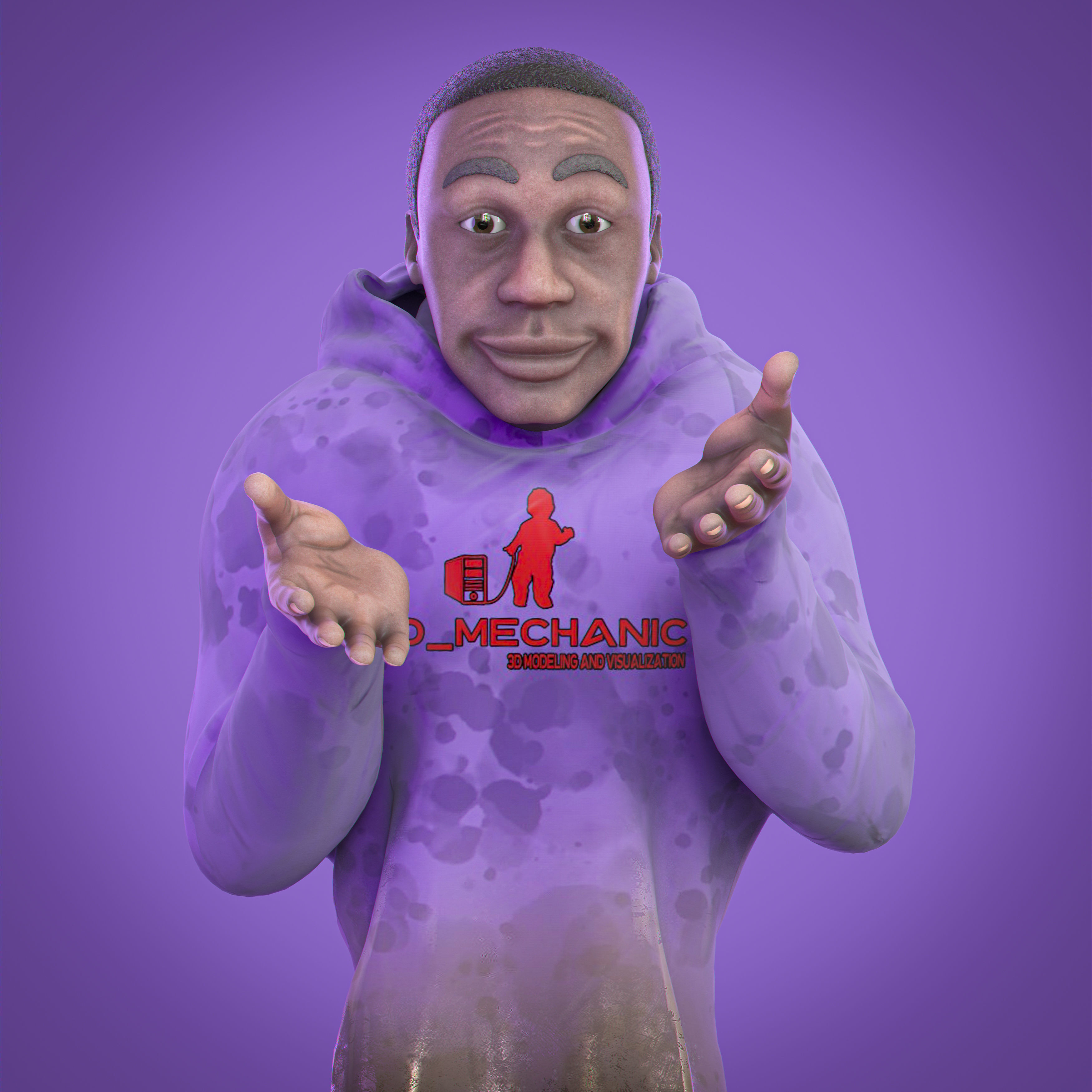 Sculpture Khaby lame 3D model_5