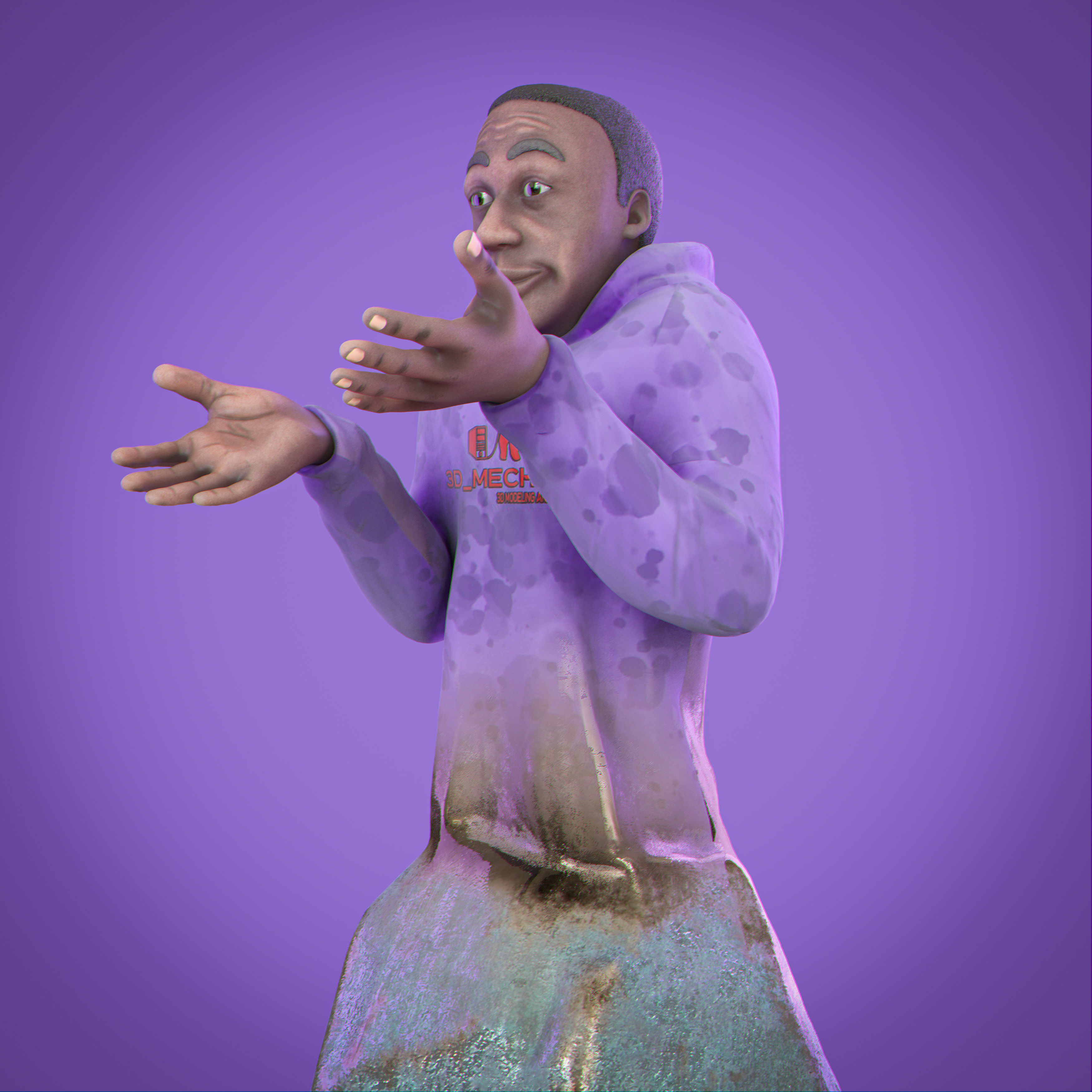 Sculpture Khaby lame 3D model_2