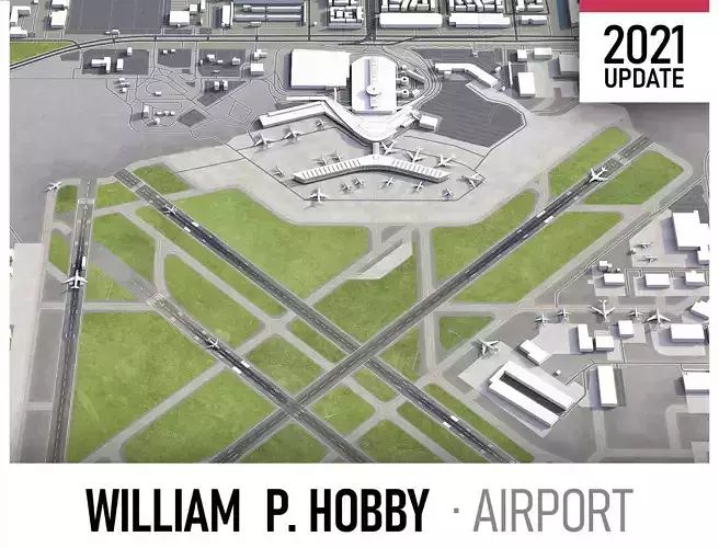 Houston William Hobby Airport Low-poly 3D model
