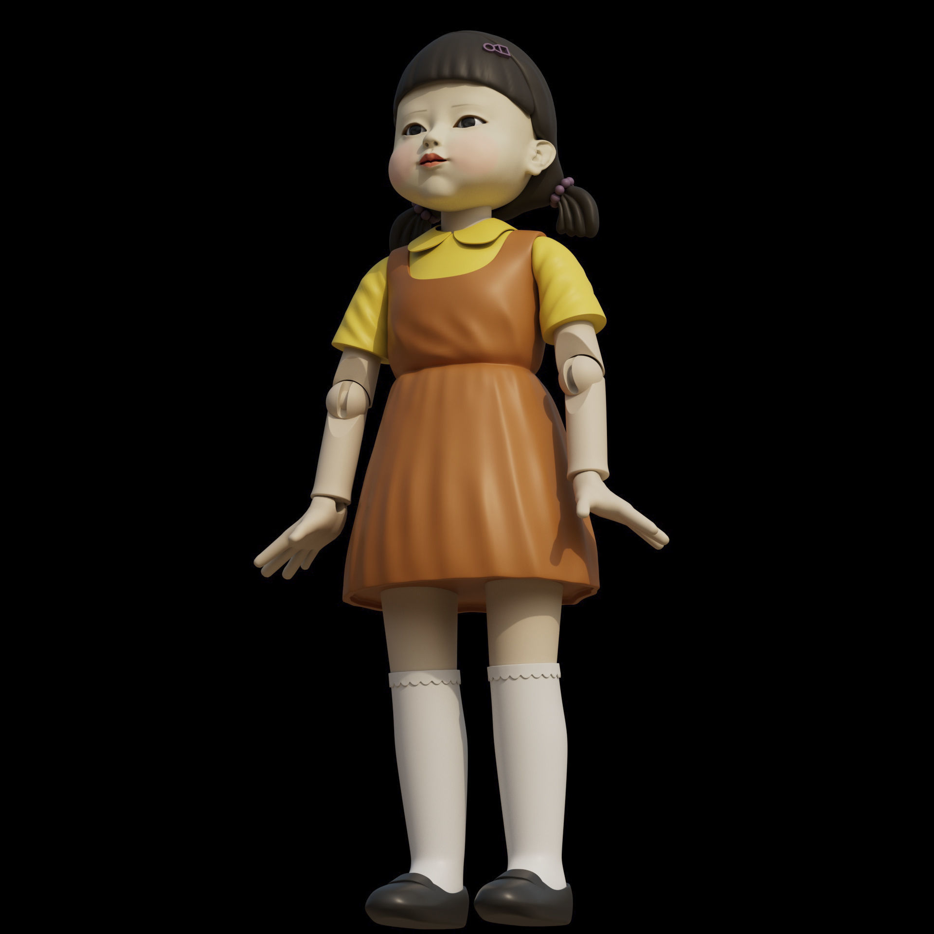 Squid Game Green Light Red Light Killer Doll 3D model_2