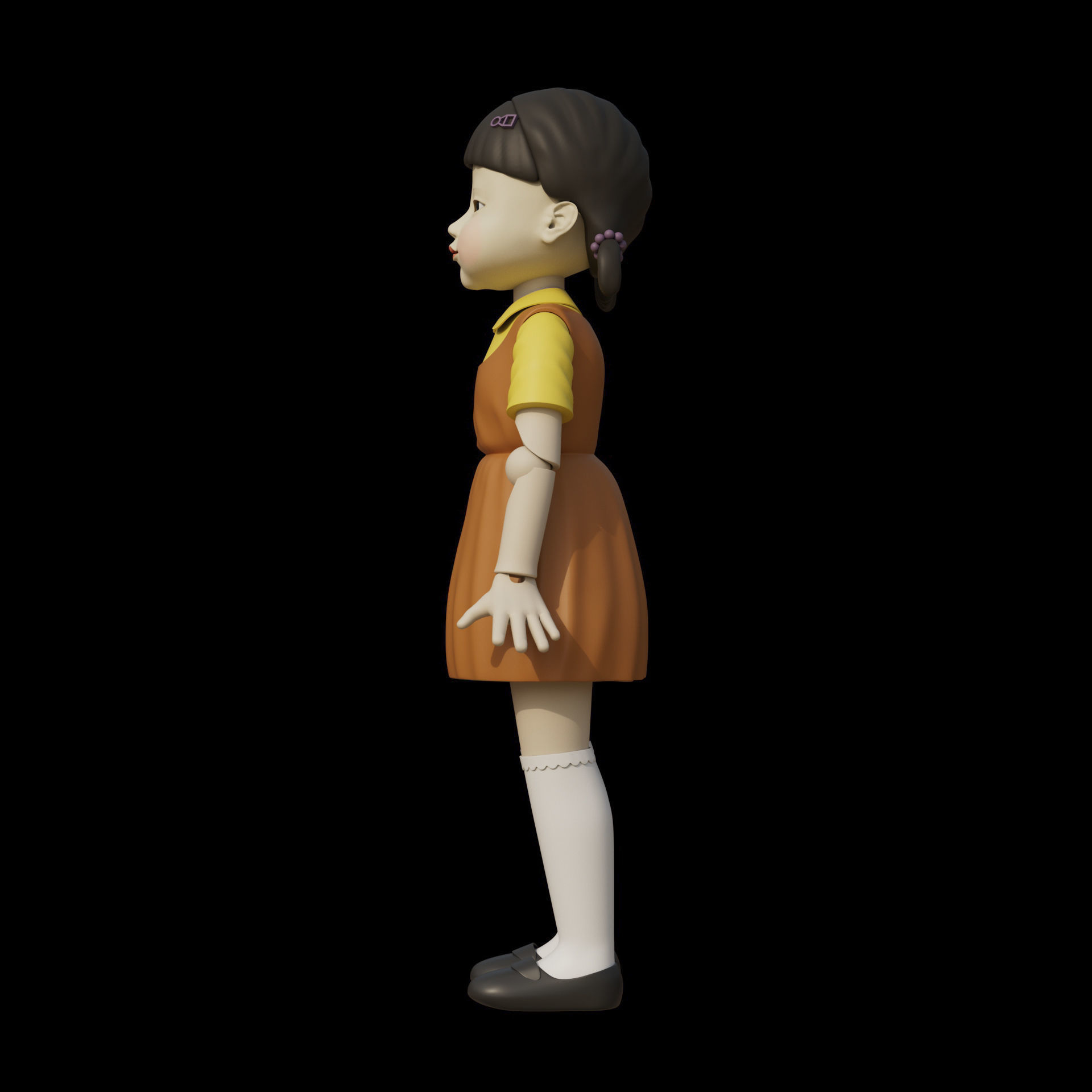 Squid Game Green Light Red Light Killer Doll 3D model_5