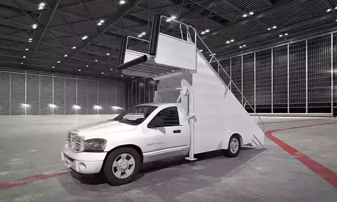 White Truck With Stairs