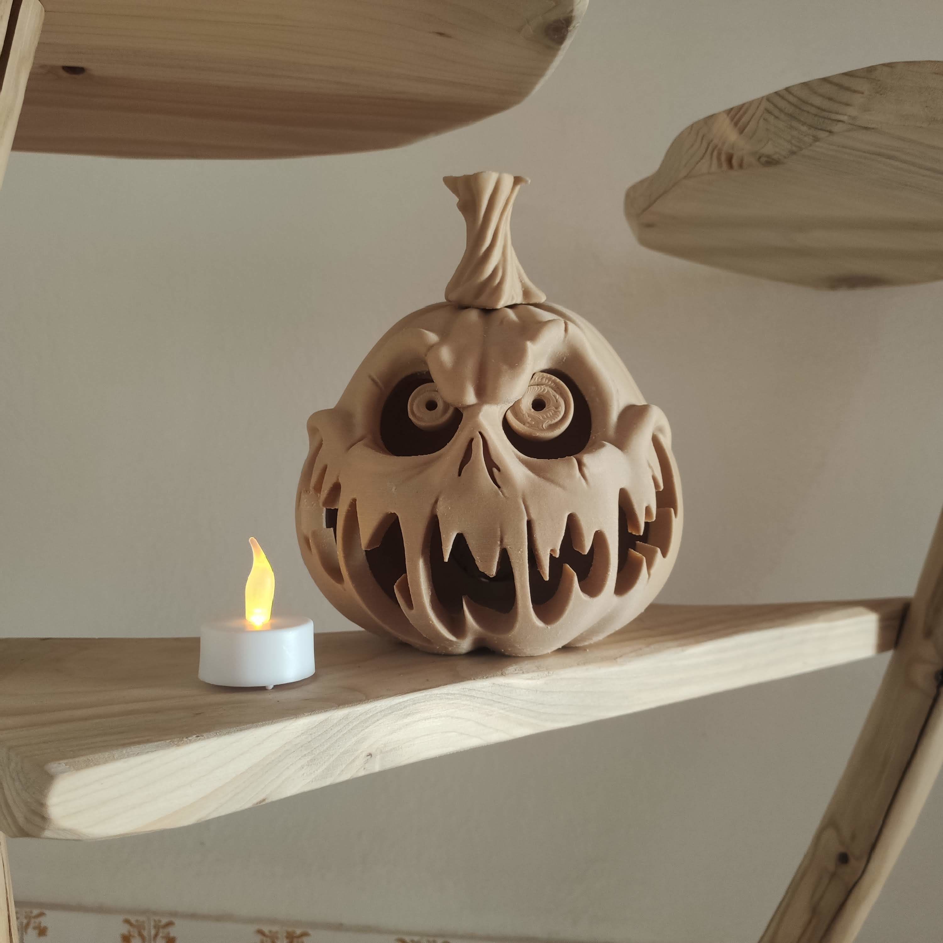 Halloween pumpkin candle holder  3D print model_2