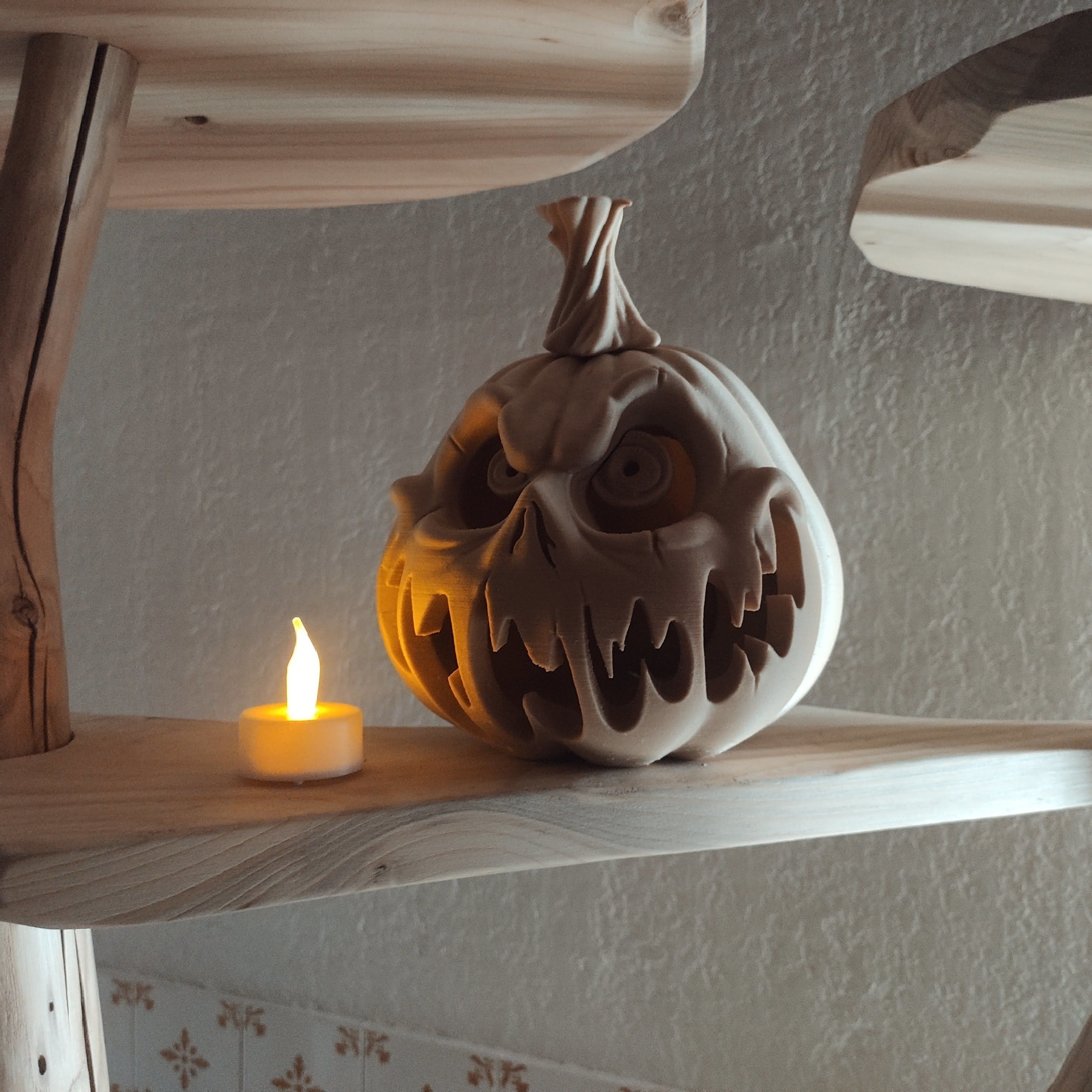 Halloween pumpkin candle holder  3D print model_3