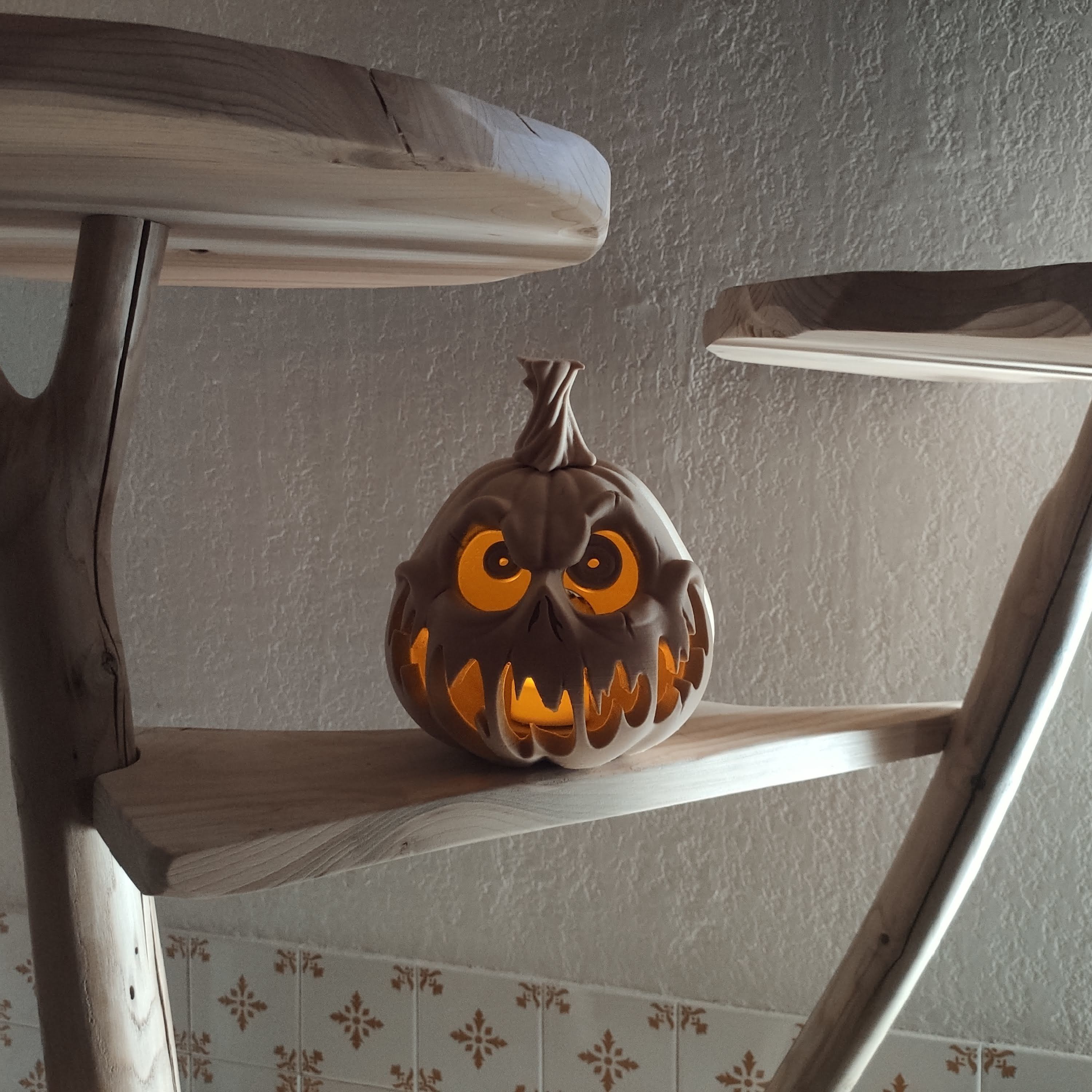 Halloween pumpkin candle holder  3D print model_4