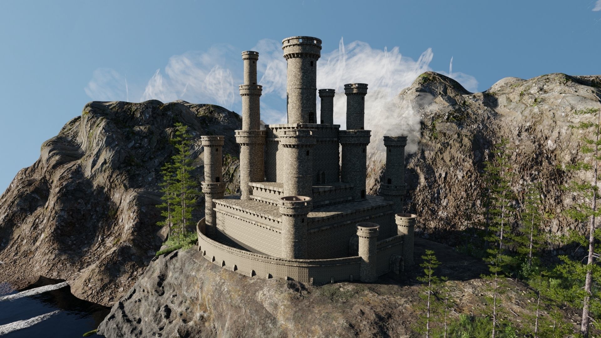 Path to Castle Scene 3D model_3